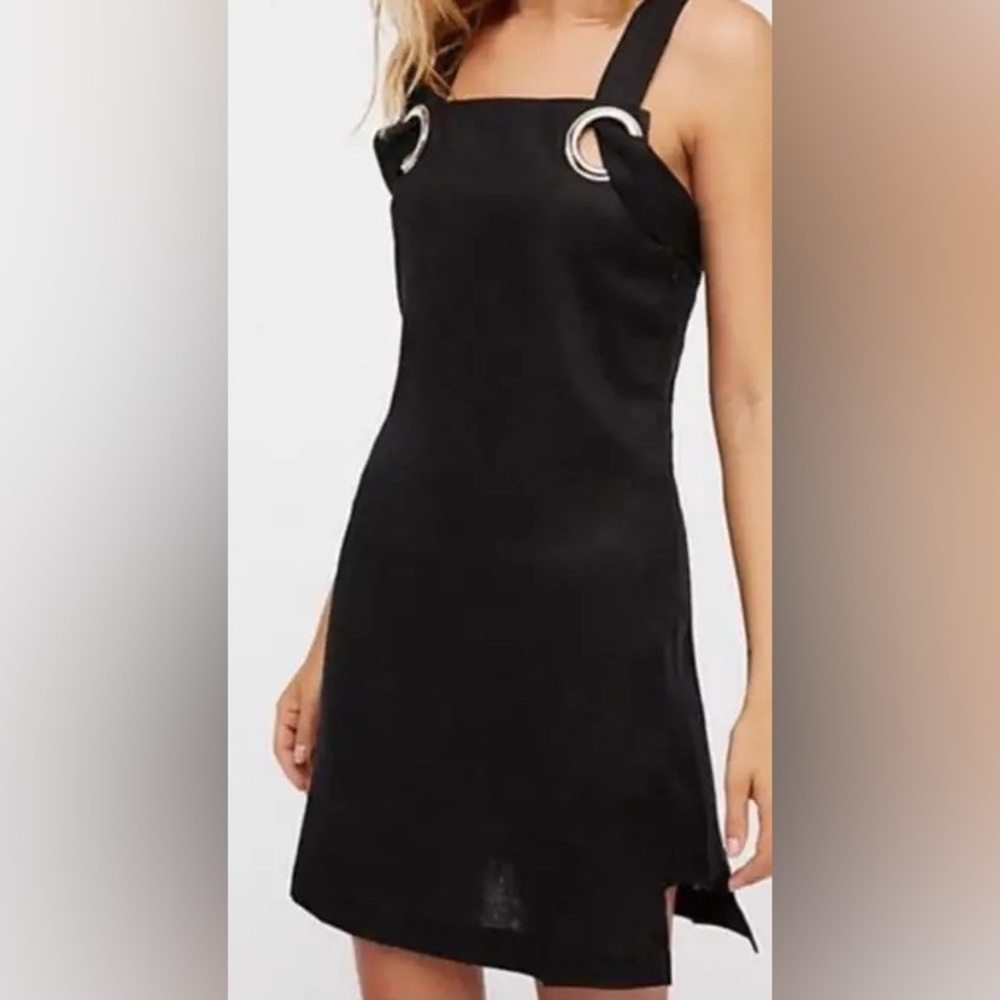Free People black 100% linen dress